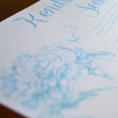 Peonies Wedding Invitation with Shimmer Paper and Ribbon