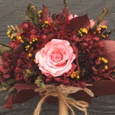 pink rose and burgundy hydrangea bouquet