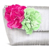 silk wedding clutch with velvet peonies