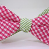 Pink and green bow tie