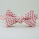 Pink and Orange Seersucker Bow Tie