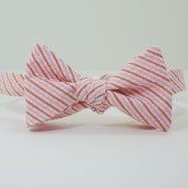 Pink and Orange Seersucker Bow Tie