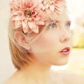 Blush blossom veil with vintage brooches