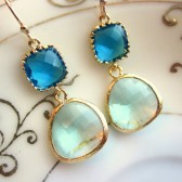 Prasiolite Blue Earrings Gold
