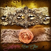 Princess Garter Set with Champagne toss Feather