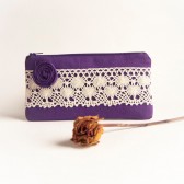 Zippered Pouch Bridal Party Gift clutch Bridesmaid Gift Idea Purple Rosette Lace Wedding clutch, purse, pouch by Lolos