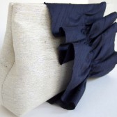 Custom Bridesmaid Clutch / Bridesmaid Gift / Silk Ruffle Clutch / Silver Raw Silk / Vintage Wedding