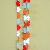 Red Dark Orange White Gray Party Decoration Paper Heart Garland Birthday Party, Photo Prop, Nursery, Baby or Bridal Shower 10 feet