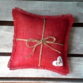 Red Burlap Ring Bearer Pillow
