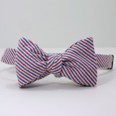 Red, White and Blue Seersucker Bow Tie
