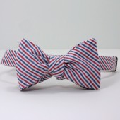 Red, White and Blue Seersucker Bow Tie