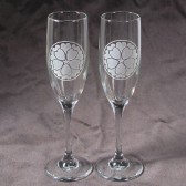 Valentine Wedding Champagne Flutes with Blossoming Heart