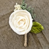 Ivory Boutonniere Made to Order- Groom Wedding, Buttonhole, Groomsmen, Sola Flower, Wedding