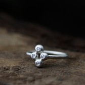 rose cut white diamond silver ring