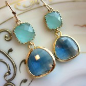 Sapphire Aqua Earrings Gold
