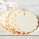 Wedding Distressed Scalloped Round Tags Set of 50