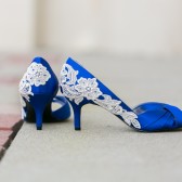 Blue Wedding Shoes with Ivory Lace