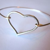 Silver Heart Bangle Bracelet