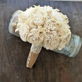 Handmade Wedding Bouquet Small- Ivory Burlap Bridal Bouquet, Keepsake Bouquet, Shabby Chic Wedding, Rustic Wedding