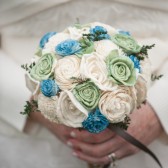 Handmade Alternative Wedding Bouquet - Blue Green Ivory Bridal Bridesmaid Bouquet, Keepsake Bouquet