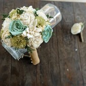 Handmade Alternative Wedding Bouquet - Moss Green Seafoam Ivory Bridal Bridesmaid Bouquet, Sola Flower Bouquet, Keepsake Bouquet