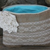 Something Blue - Burlap and Lace Clutch