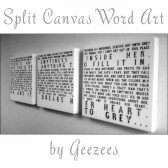 Split Canvas Word Art with lyrics