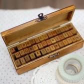 Vintage Style Alphabet and Number Wood Mounted Rubber Stamps Set