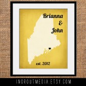 Vintage Rustic Wedding State Print Wall Art