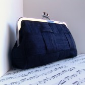 Black silk woven clutch