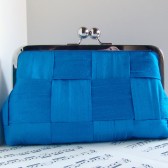 Azure blue silk clutch