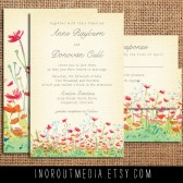 Rustic wedding invitations - The Meadow - flowers, floral
