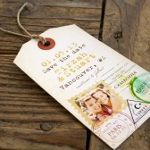 Passport Stamp Save the Date Tag