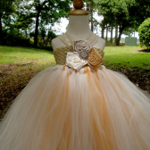 Rustic gold champagne flower girl tutu dress