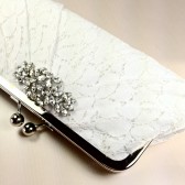 Vintage Lace and Crystal Clutch