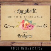 Vintage Floral Will You Be My Bridesmaid