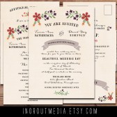 Illustrated Rustic Floral Invitation suite
