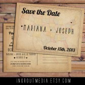 Vintage Map Save the Date