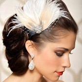 Vivian - ivory bridal headpiece, feather fascinator, bridal hair clip