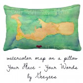 Watercolor Map on Pillow