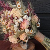 wheat and peony bridesmaid bouquet