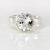 White Topaz and Sterlng Silver Bezel Ring