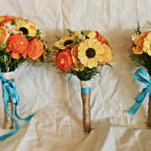 Wildflower Bouquet -Yellow Sunflower Bouquet Bridal Bouquet Handmade Wedding Keepsake Bouquet Woodland Fall Wedding