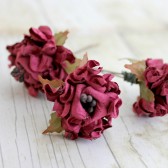 Wine Hydrangea Hair Pins