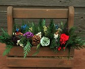 winter wedding cedar and rose centerpiece