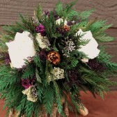 winter white rose and cedar bouquet