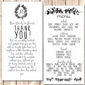 Wreath Monogram Menu and Thank You Card