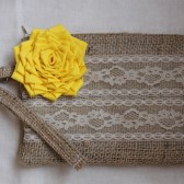 Burlap and Lace Wedding Wristlet