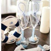 Beach Wedding Glasses with Handmade Decorations (1 Pair)