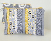 cosmetic bag clutch yellow and gray 